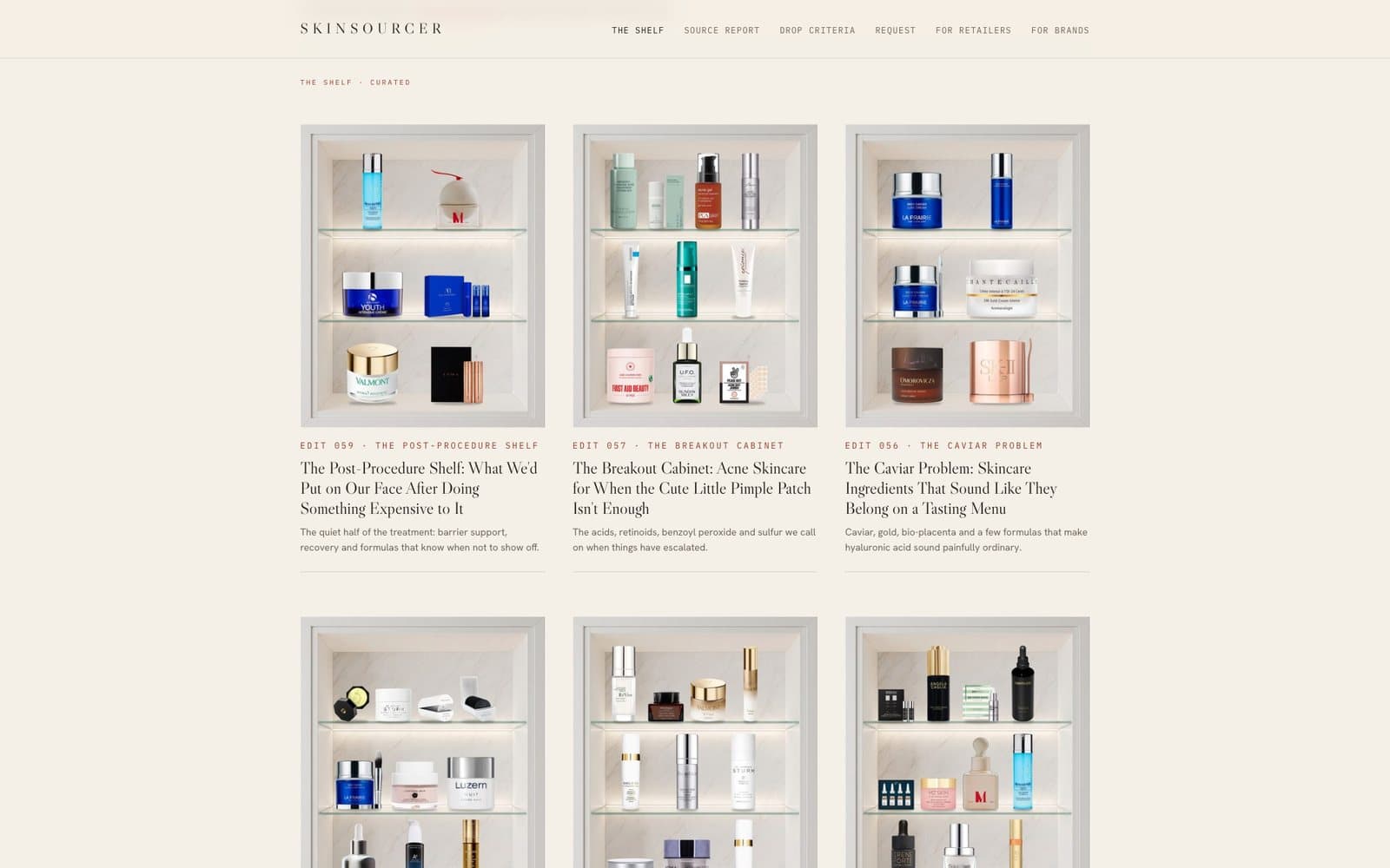 SkinSourcer.com — the Shelf